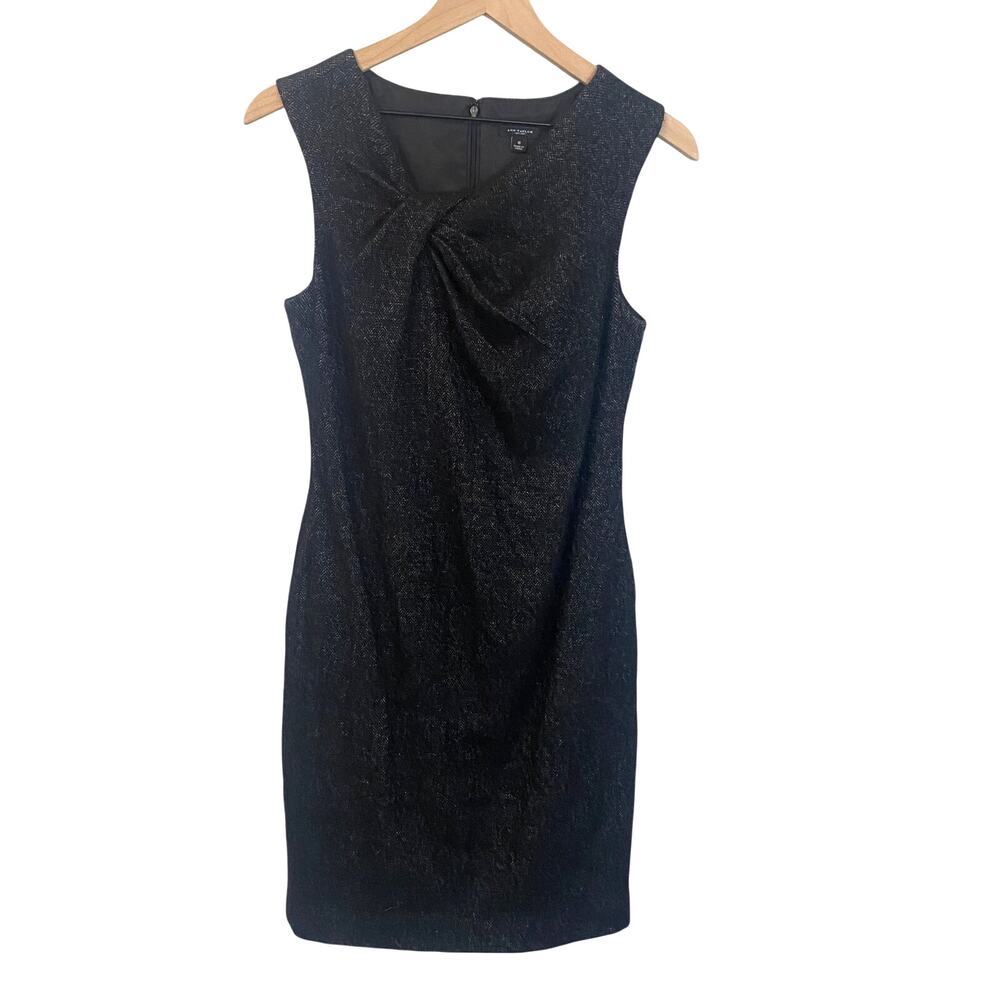 Ann Taylor Dark Gray Tweed Wool Blend Sleeveless Fully Lined Sheath Dress Sz 8